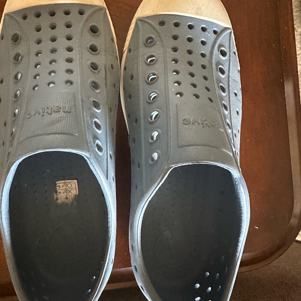 Native Kids Blue Slip-On Loafers with White Toe